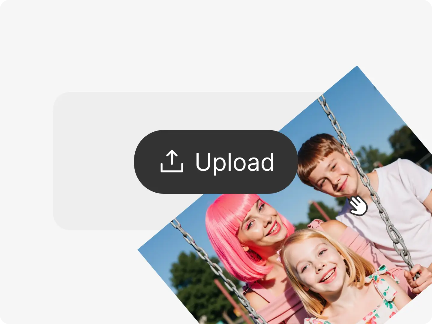 Upload the photo of one wonman and her son and daughter