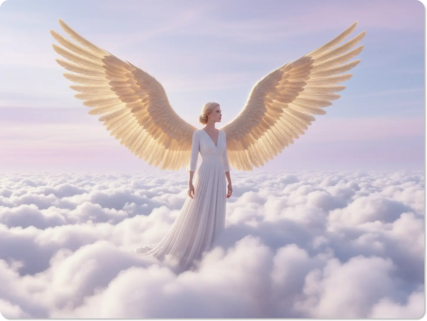 Create a beautiful memorial photo with angel wings