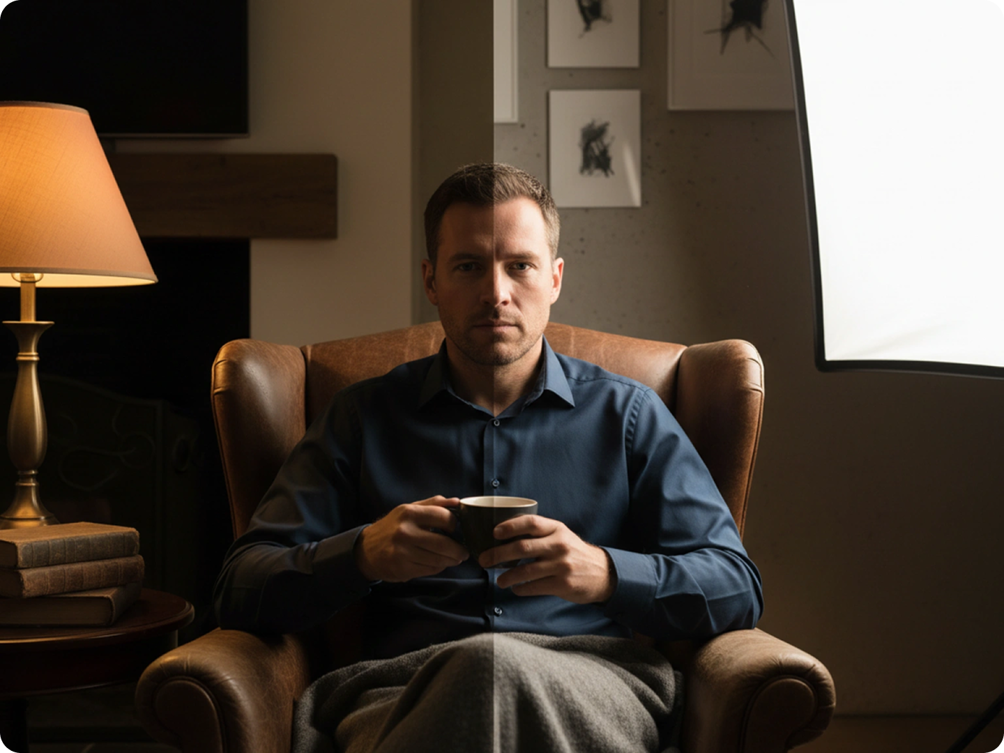 Vintage photo lighting restoration