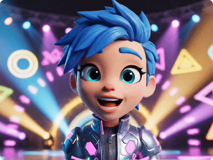 Animated character AI music videos lip sync