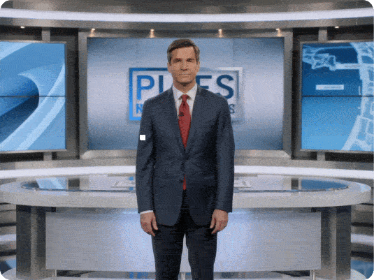 Studio-style AI news reporter video