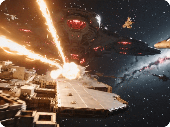 Go Straight from Prompt to Space Combat Scene