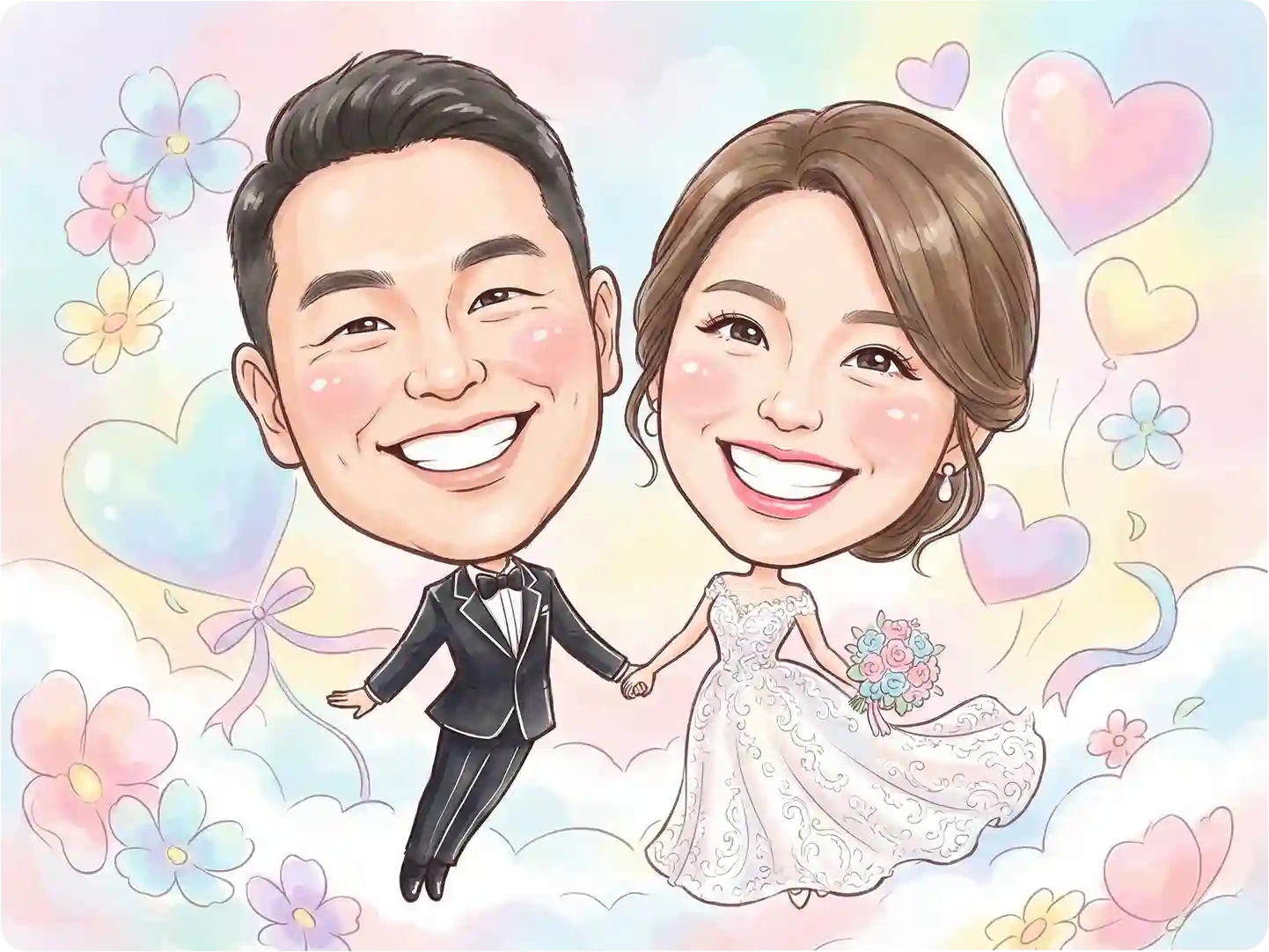 Romantic Wedding Caricatures and Invitations