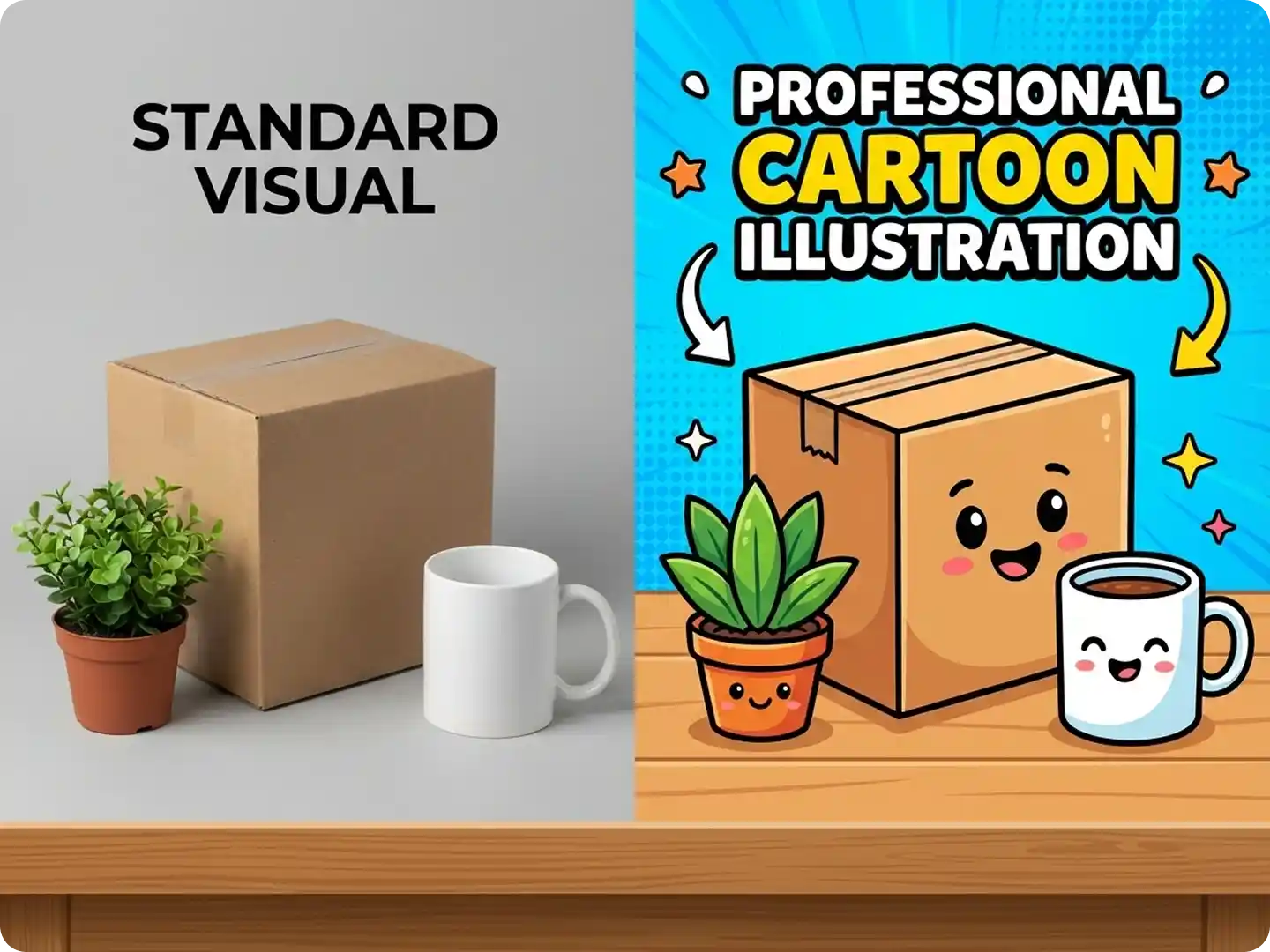 Commercial-ready cartoons for projects