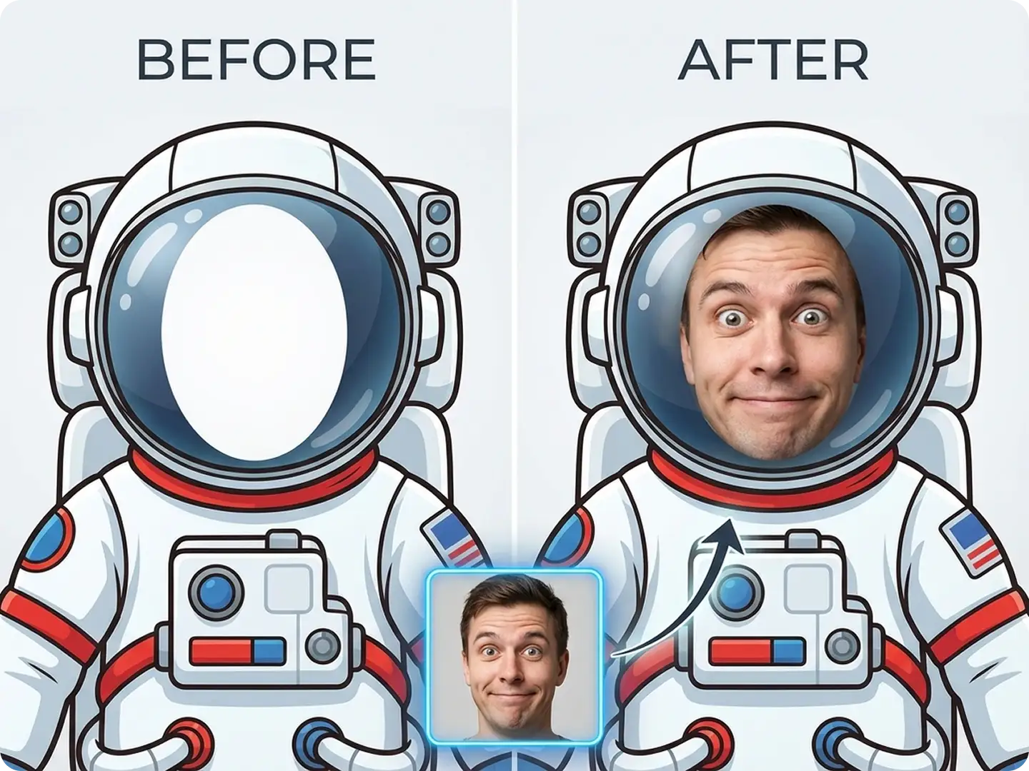 Virtual try-on with face in hole tool