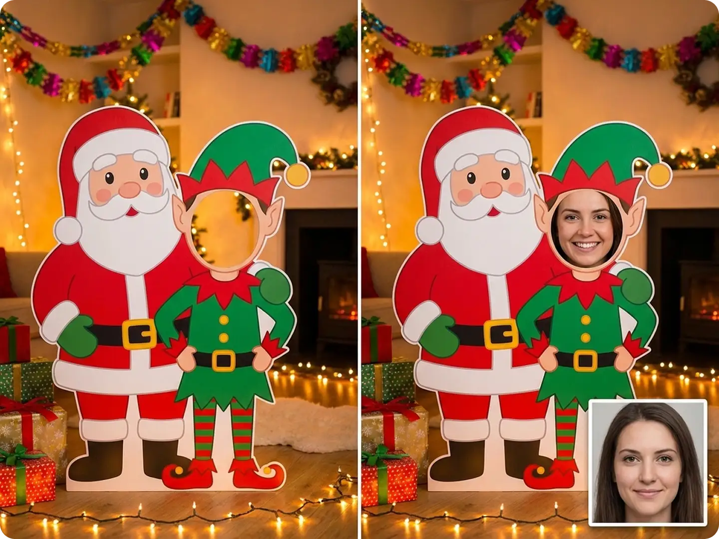 Holiday face in hole portraits