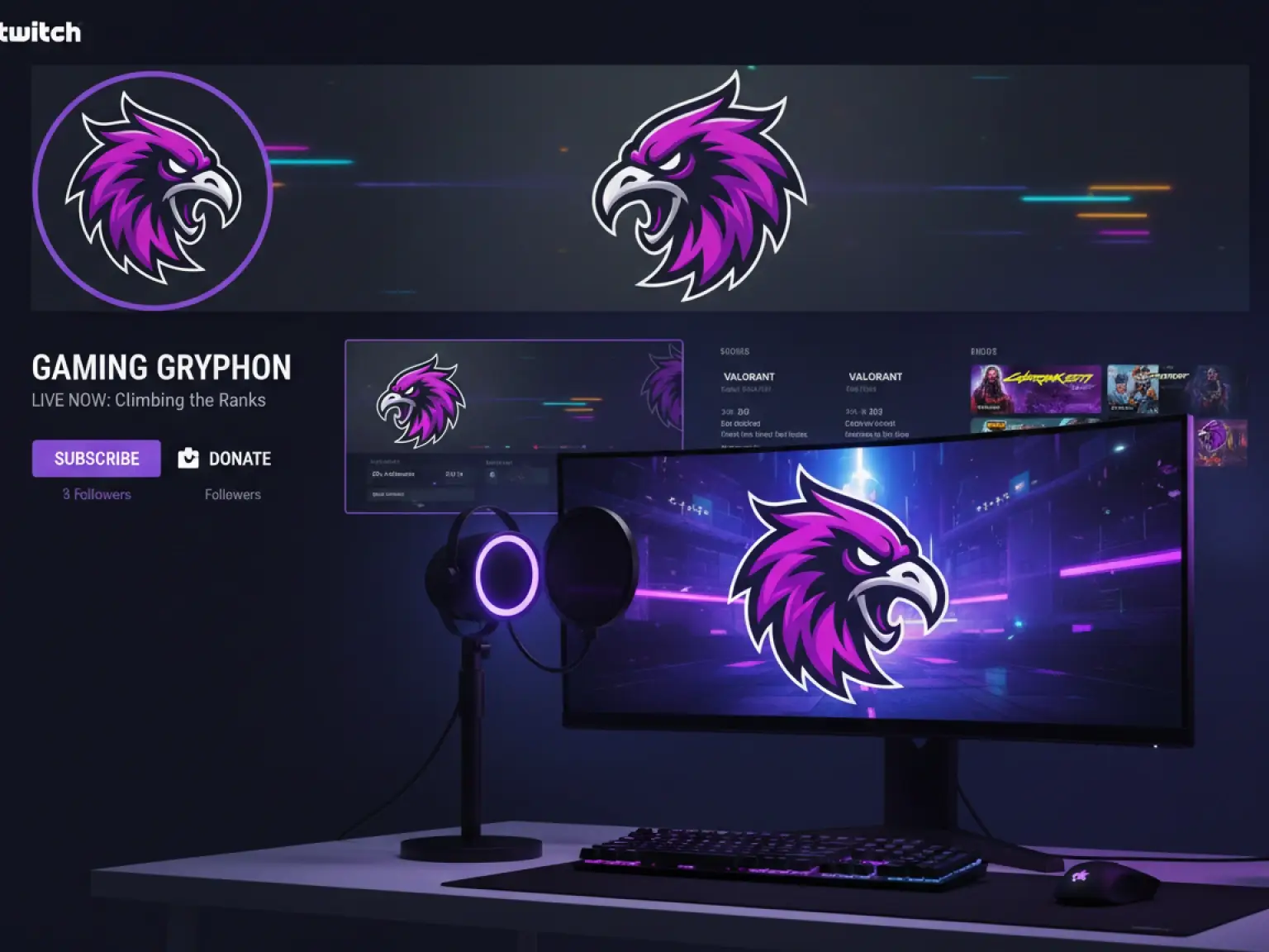 Optimized Twitch Channel Gaming Logos