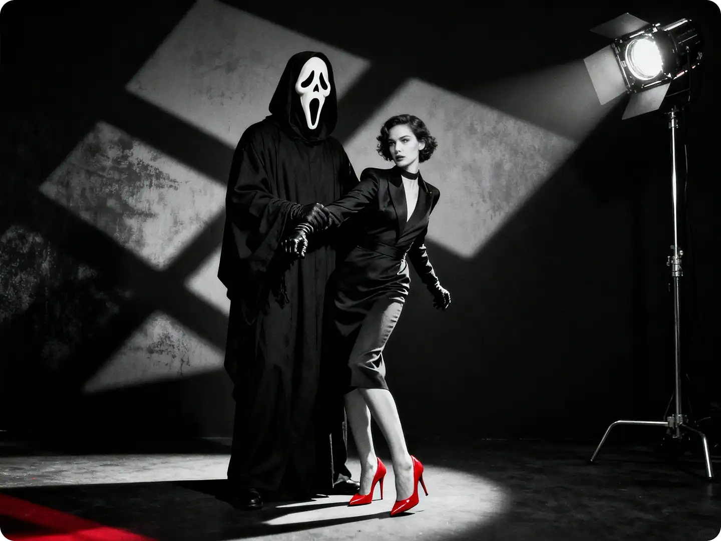 A cute animated fox stands on a fallen log