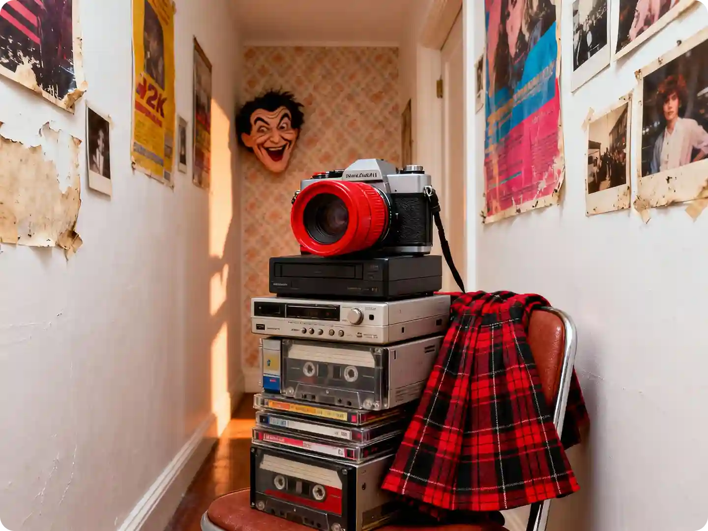 A fluffy gray kitten wearing a chef hat