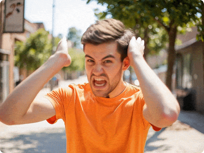 Angry man motion from a woman