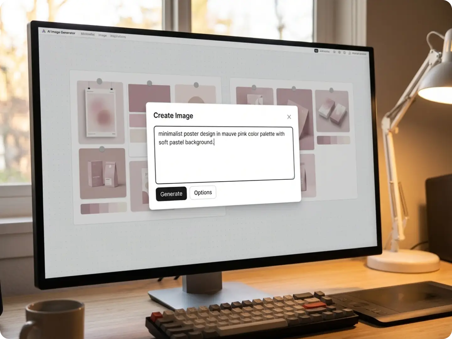 Txt to a mauve pink image