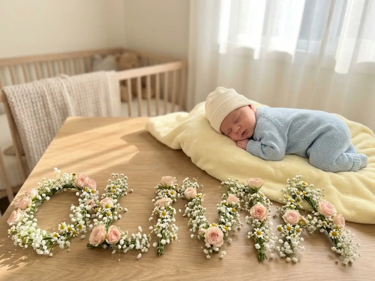 Baby Name Floral Art