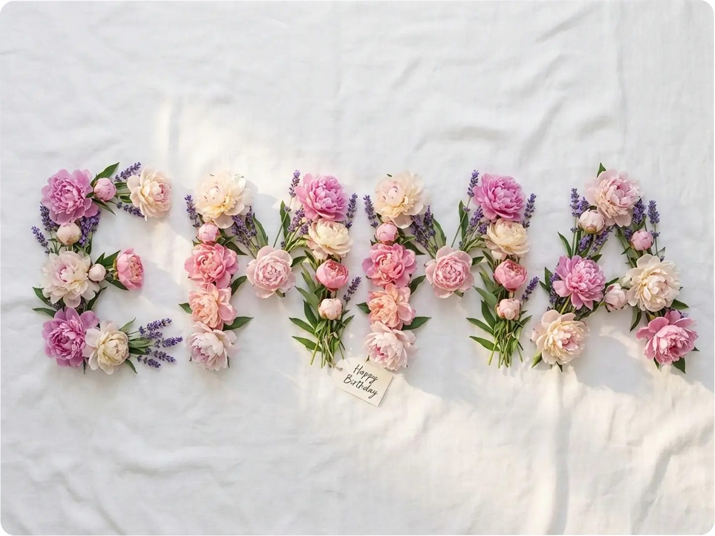 Custom name flower bouquet generated with Dzine AI