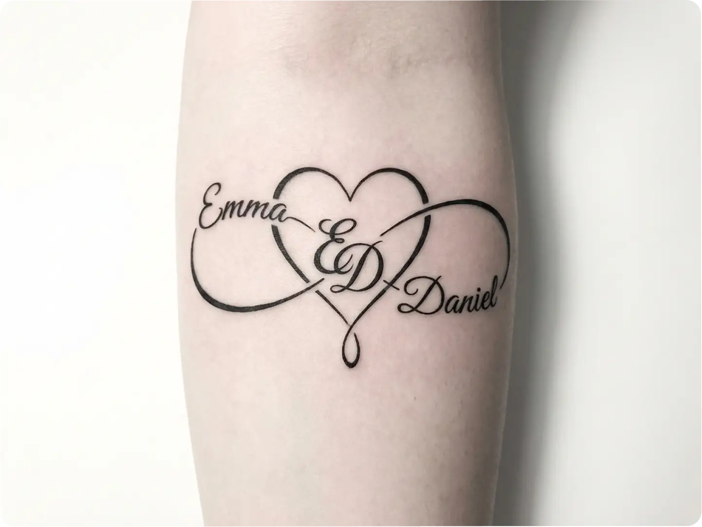 Matching couple name tattoos designed with AI tattoo generator