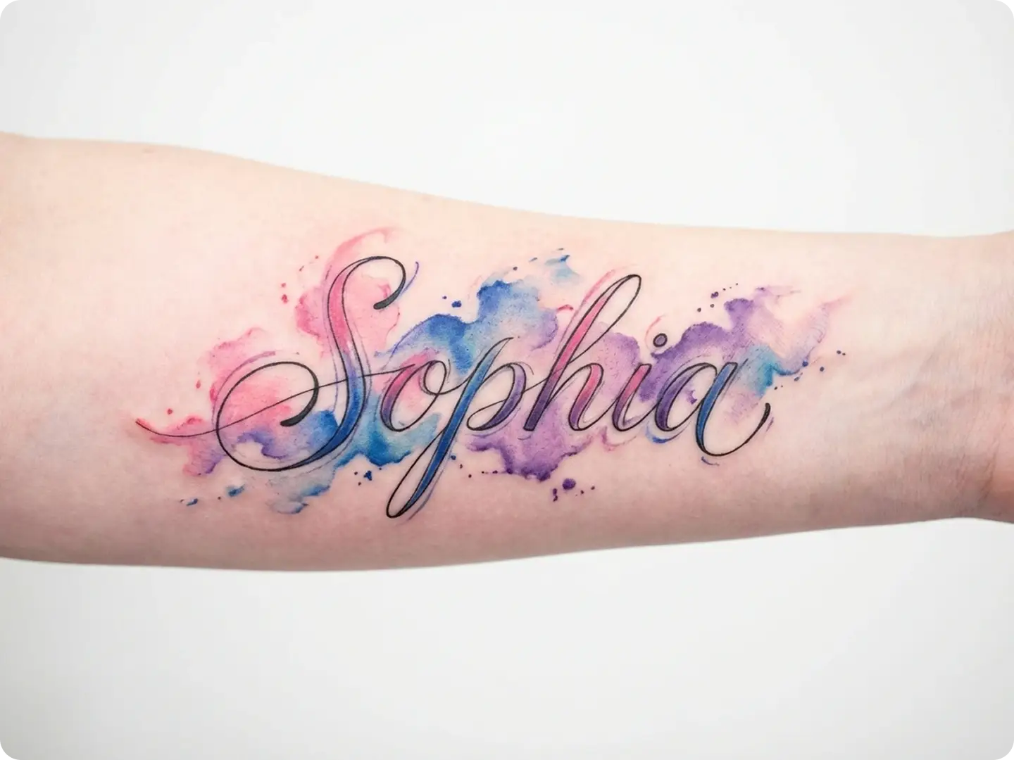 Watercolor name tattoo generated with tattoo design generator