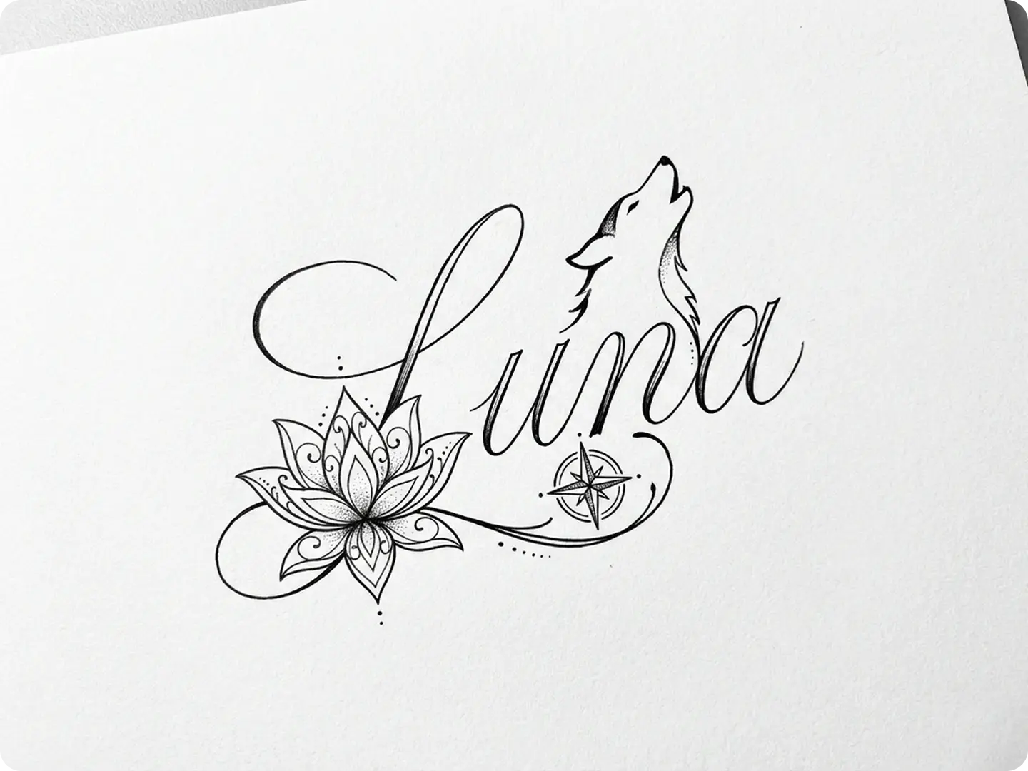 Name tattoo with symbols generated with AI tattoo generator