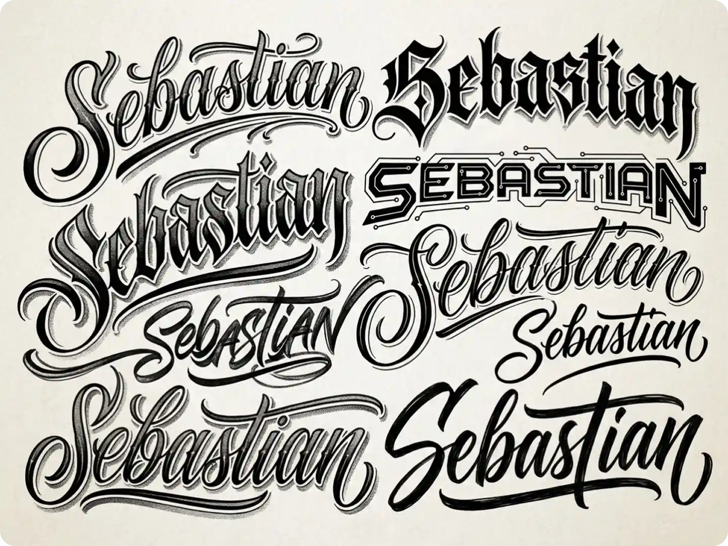Custom font name tattoo generated with tattoo design generator