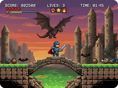 Retro game character created with pixelated images converter