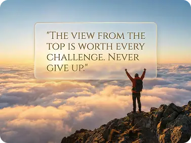 Social media speech bubble with inspirational text on a landscape photo