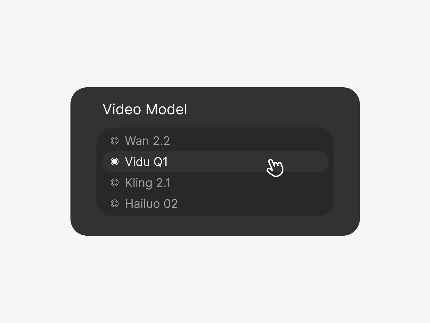 step 1 of using Vidu Q1 on Dzine is choosing Vidu Q1 as the moedl